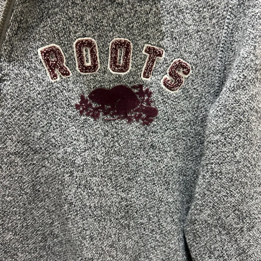 Roots Canada Original Zip-Up Sweater Grey XXS TTP - Image 3