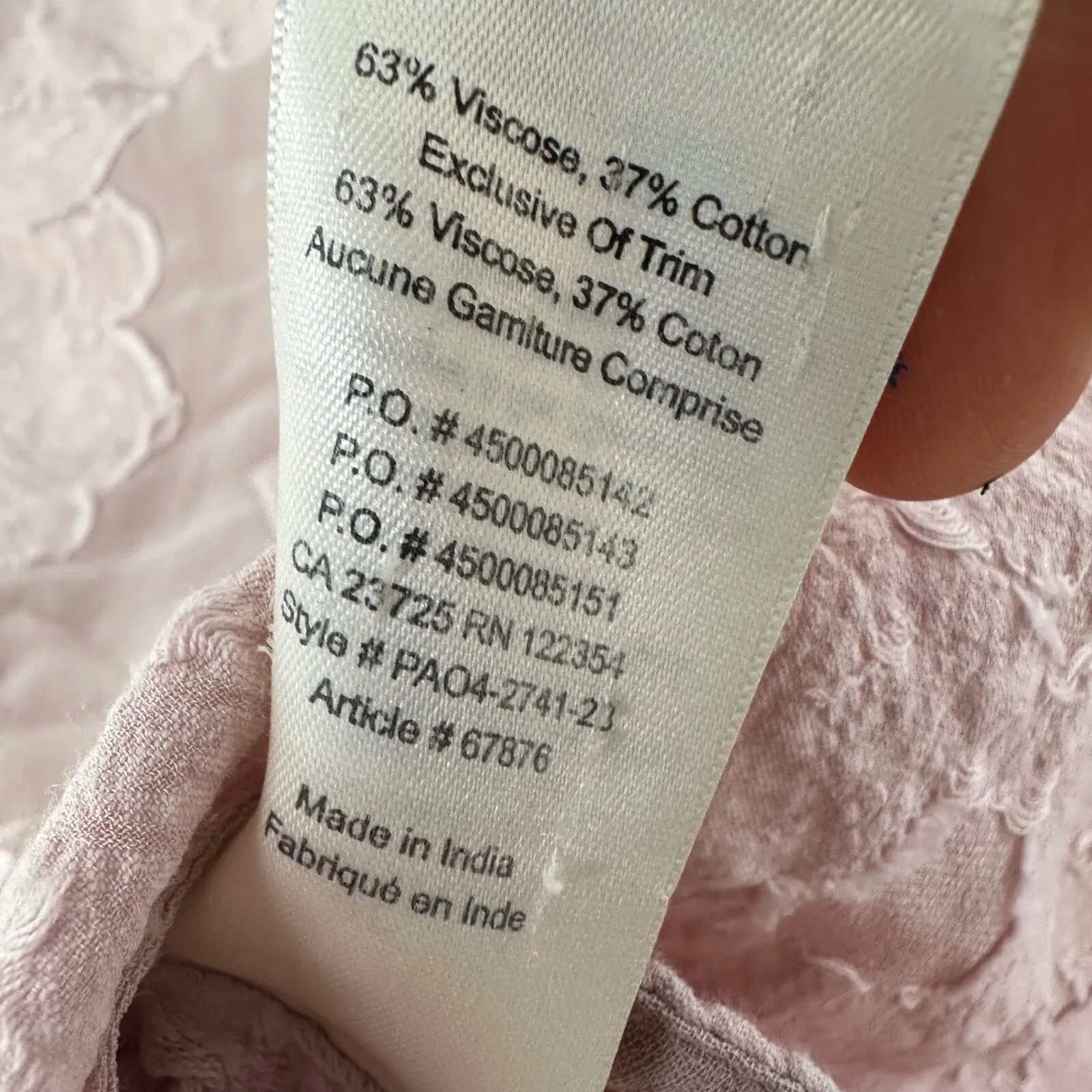 Aritzia‎ Wilfred Floral Embroidered Blouse Sheer Dolman Sleeve Top Mauve Pink S - Image 6