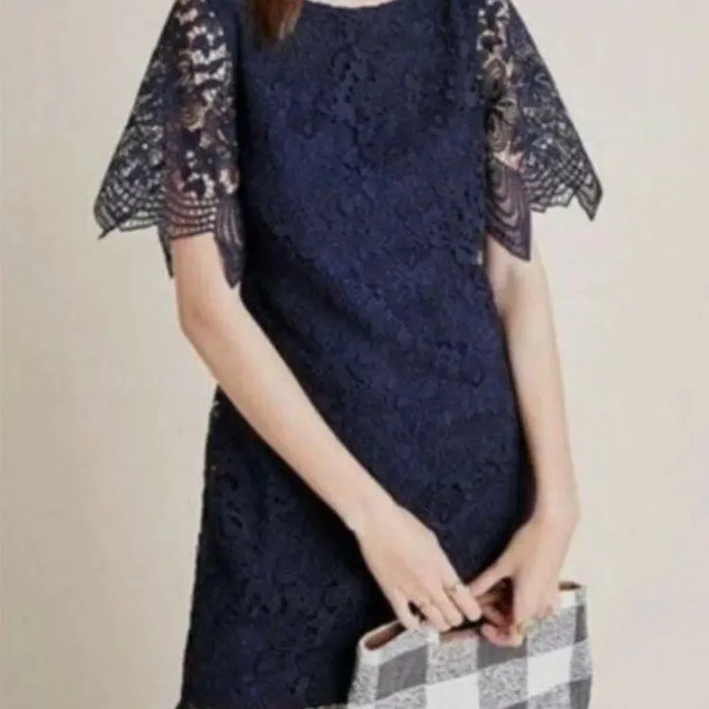 Anthropologie Charleston Lace blue mini dress size 6 - Image 4