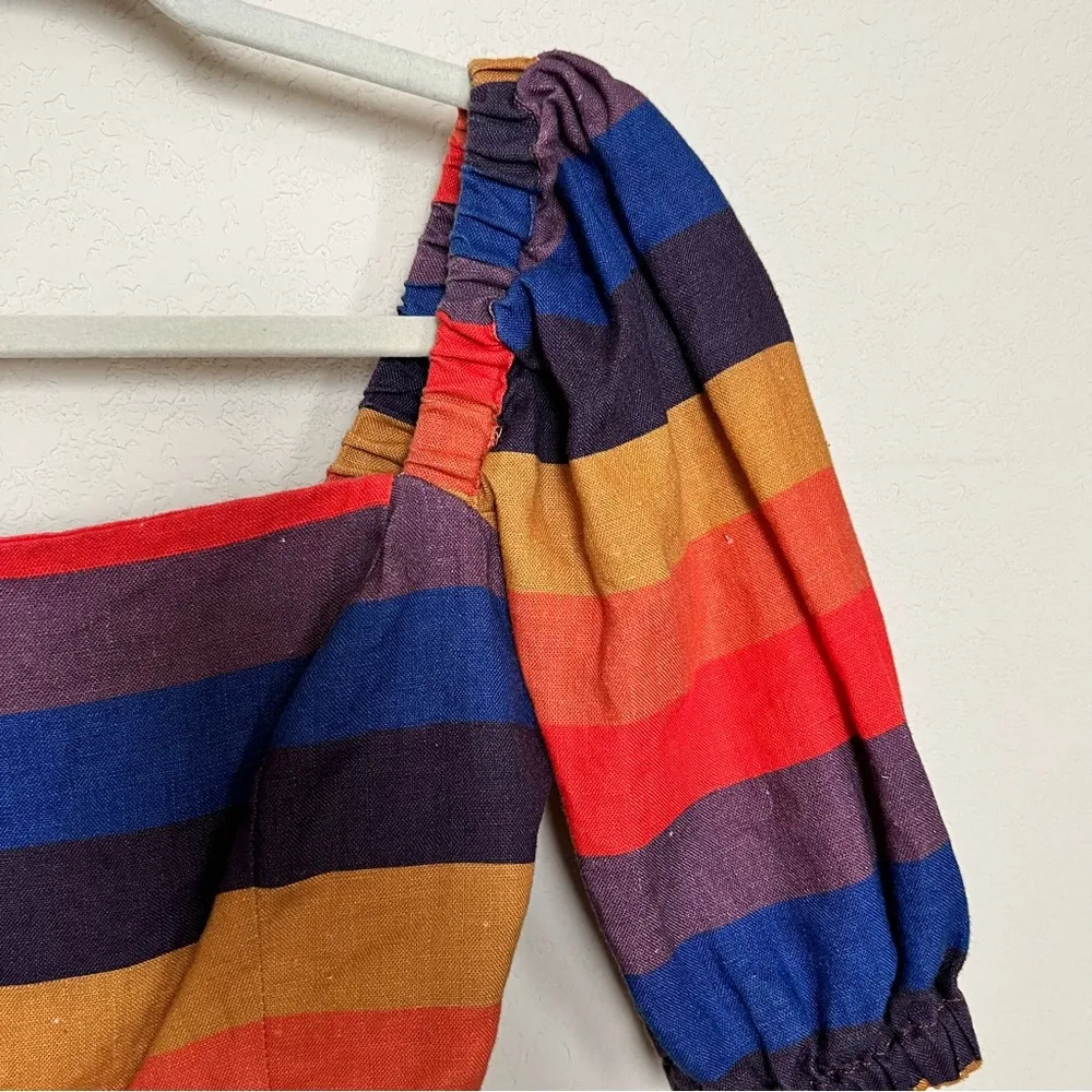 Farm Rio Striped Puff Sleeve Crop Top - Image 7