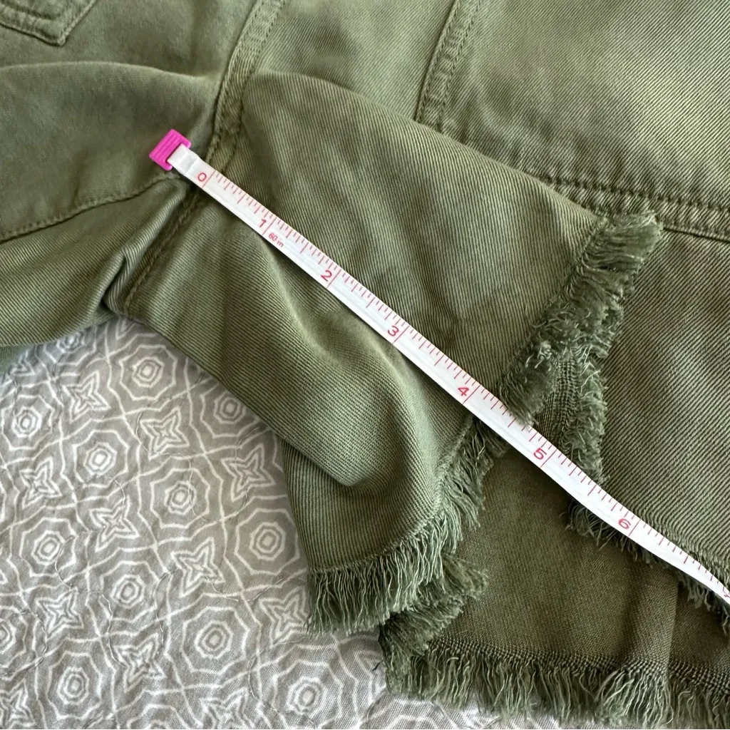 NEW! Aerie Adventure Frayed Hem Shorts in Olive Green Cotton Linen Size S - Image 9
