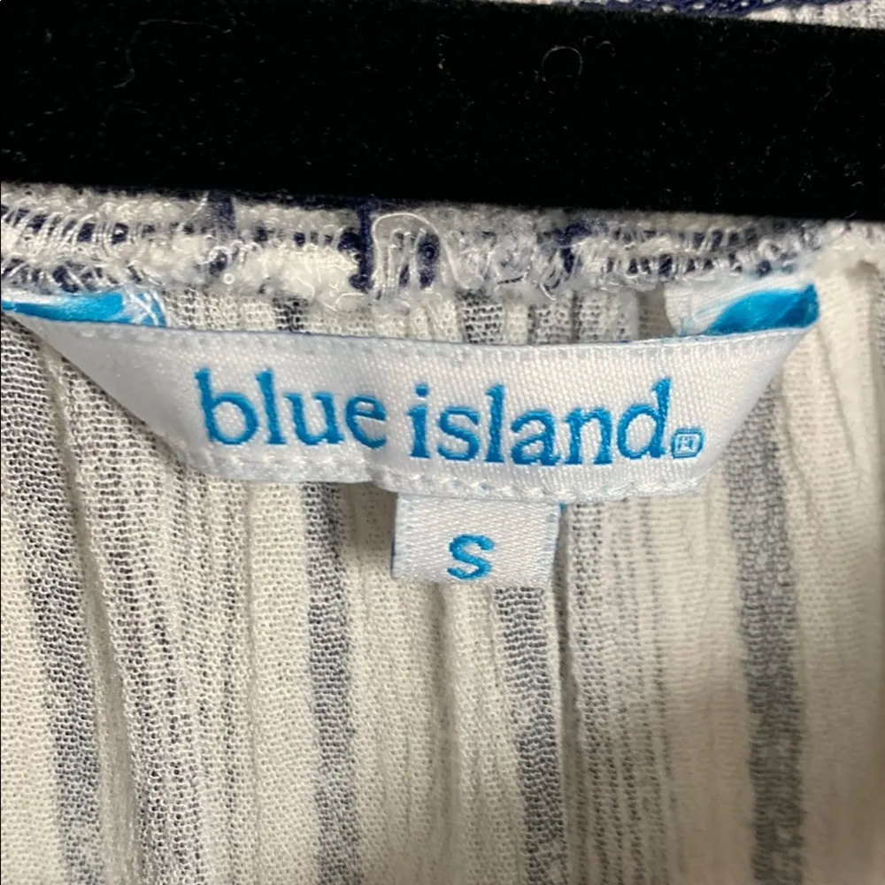 Women's Blue Island Blue and White Striped Rayon Swimsuit Cover-up Size Small - Image 2