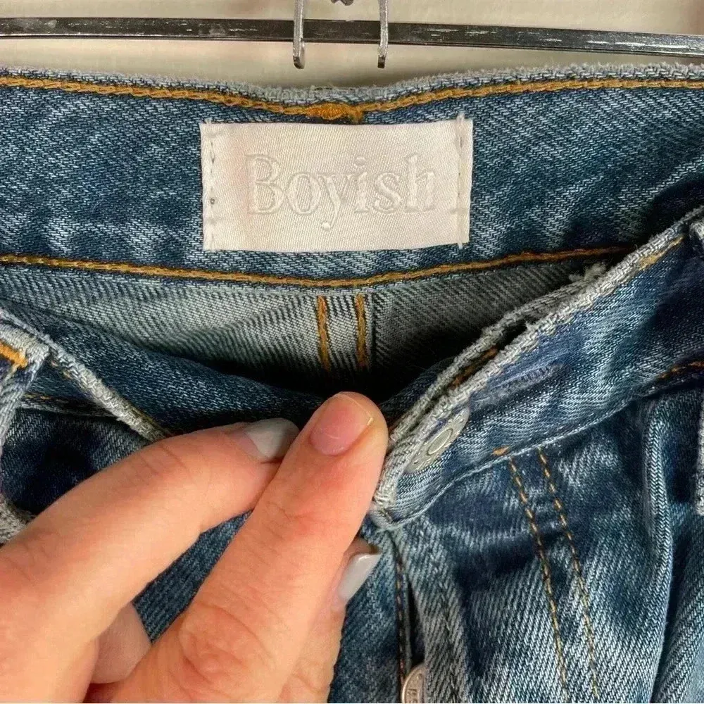 Boyish Medium Wash The Quincy Split Cropped Straight Leg Jean - Image 7