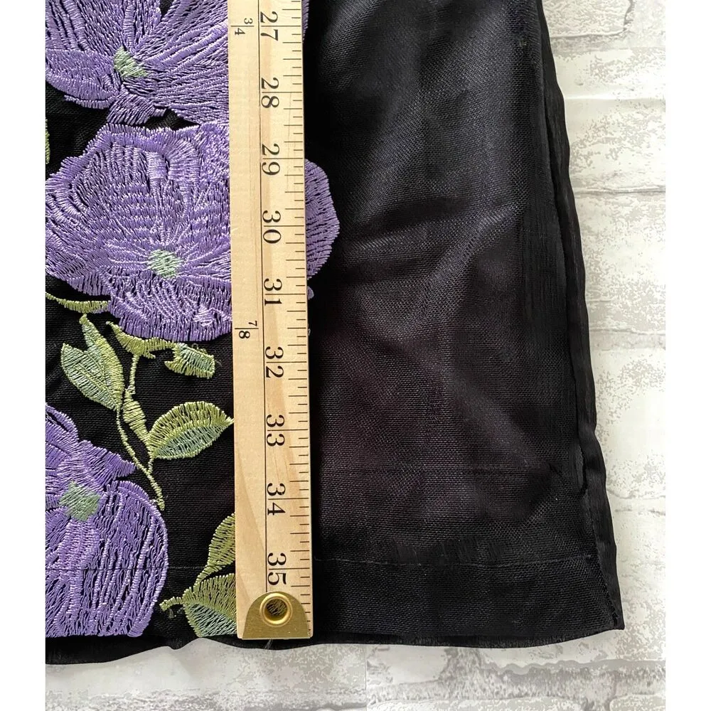 VTG Y2K Karl Lagerfeld Black Sleeveless Embroidered Floral Sheer Lined Dress  2 - Image 7