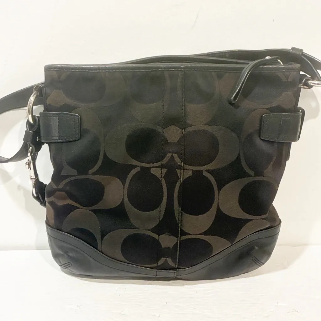 Coach F19730 Black Optic Metallic Chain Signature Duffle Hobo Tote Shoulder Bag - Image 5