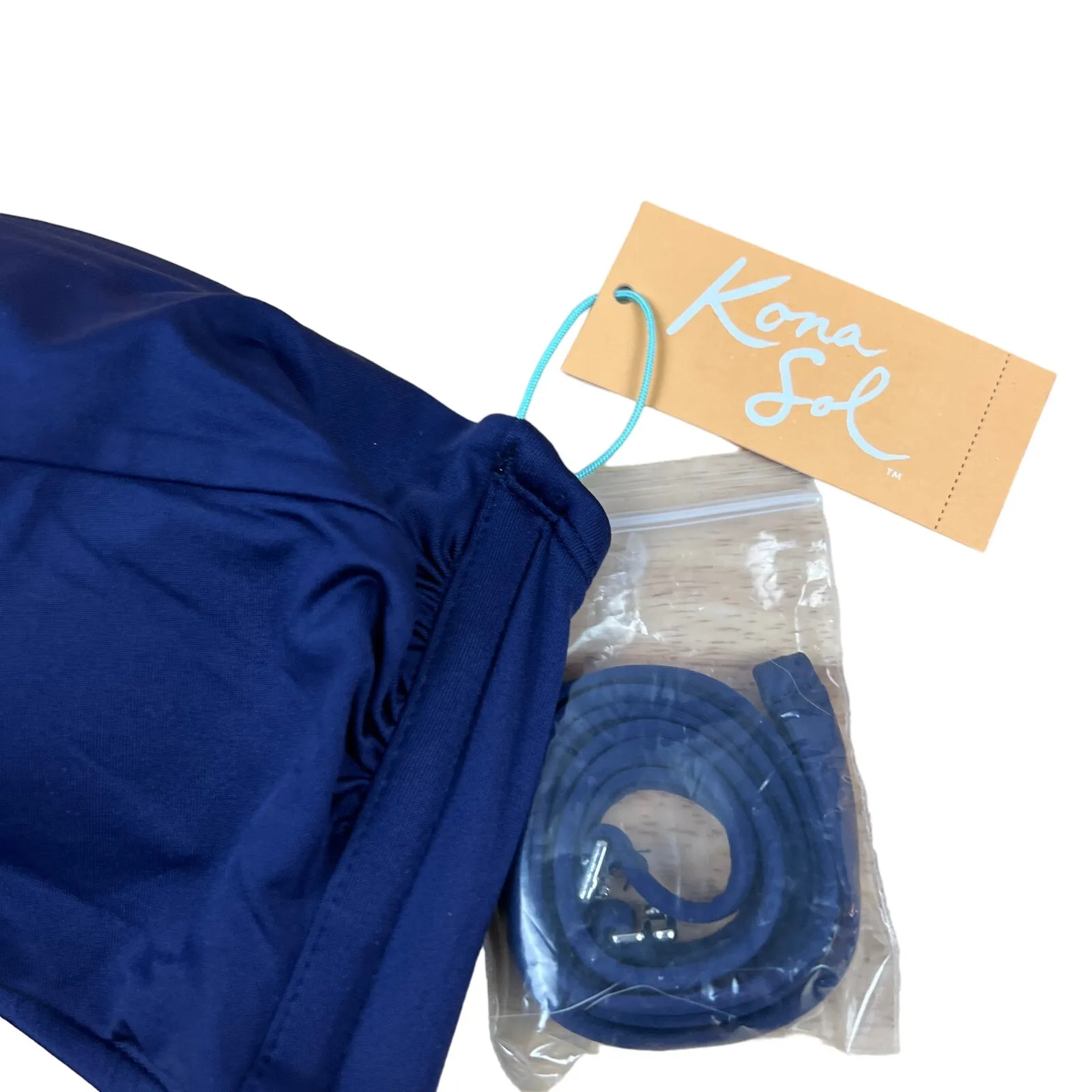 Kona Sol Women's Oxford Blue Molded Bandeau Bikini Top - Size XL - NWT - Image 5