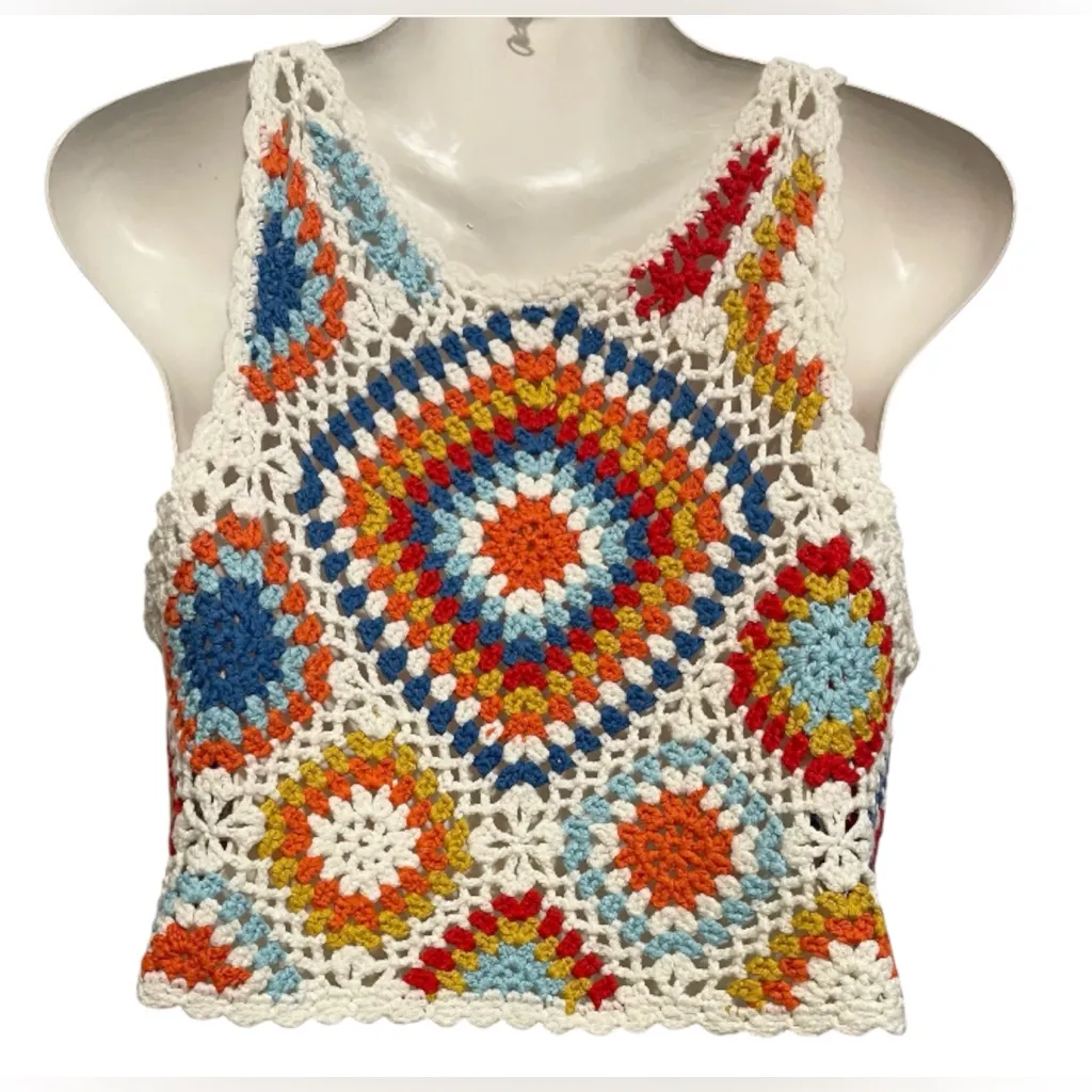Altar'd State Multicolor Crochet Crop Top - Image 2
