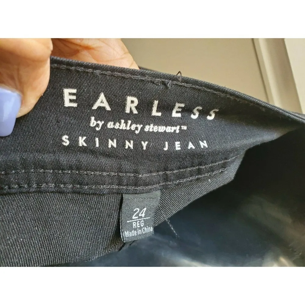 Ashley Stewart Women Black Denim Cotton Skinny Fit High Rise Casual Jeans - Image 8