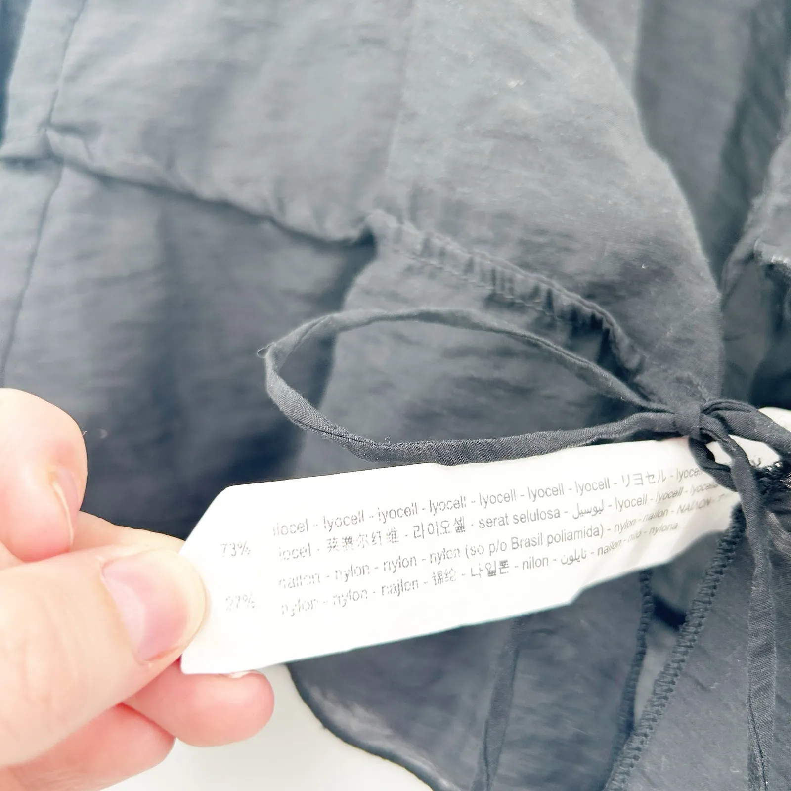 Zara Womens Dark Witchy Goth Organza Tie Front Long Sleeve Crop Top Size S Black - Image 4