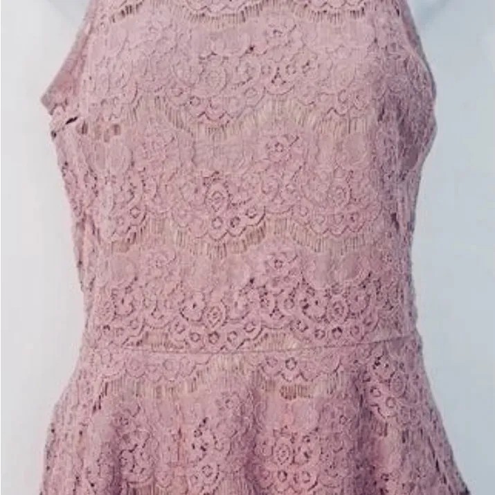 Love, Fire Mauve Lace Peplum Top + Scrunchie Pearl Satin Headband | Size S (Fits Pink - Image 8