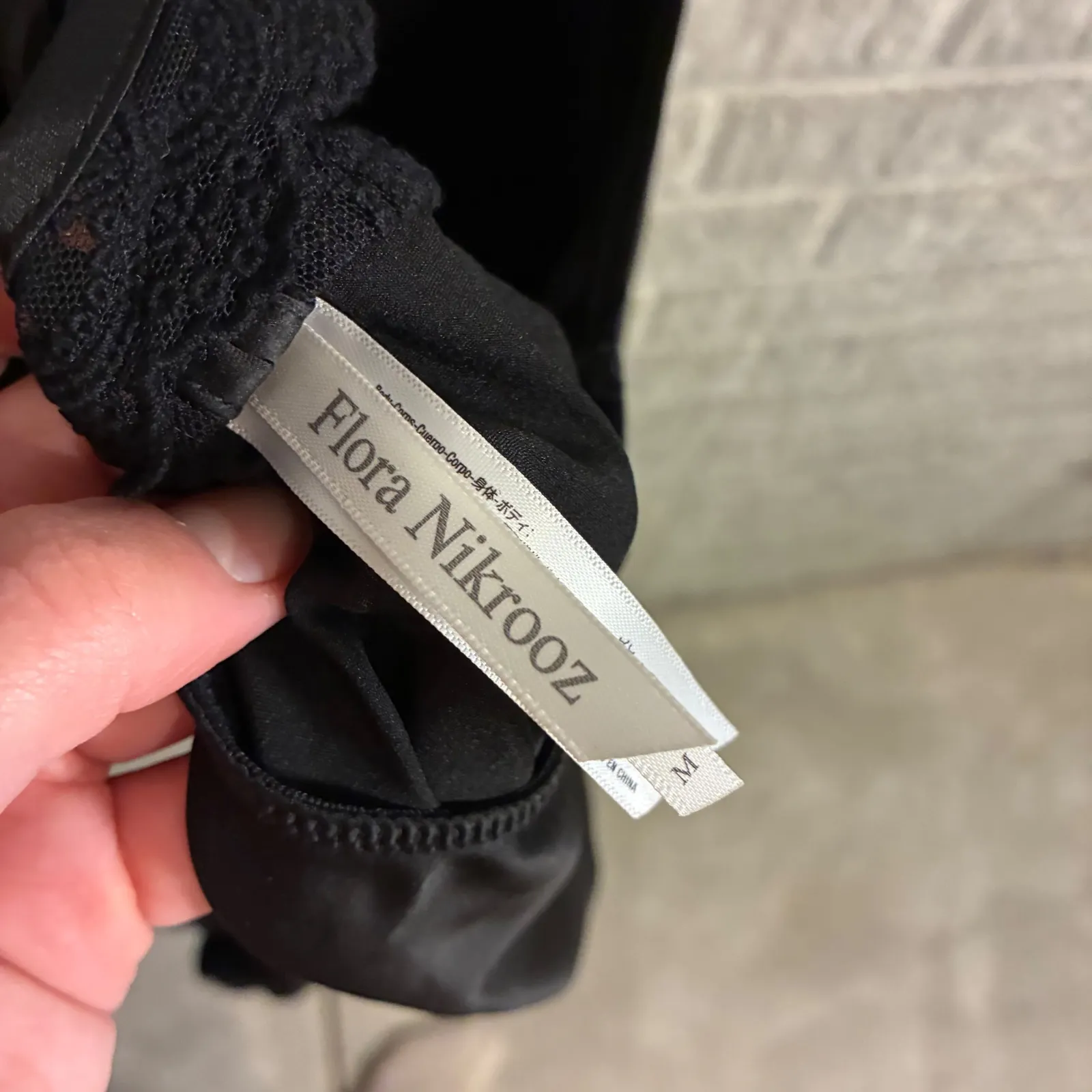 Flora Nikrooz Black Lace Trim Cami Slip Dress Nightgown Lingerie Size M - Image 4