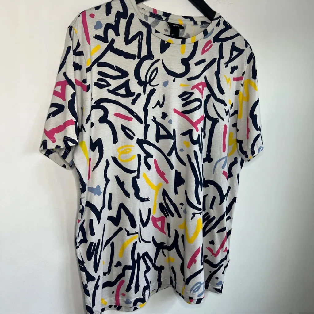 H&M Abstract Print Graphic T-Shirt Men’s‎ Large Multicolor Streetwear Tee - Image 2
