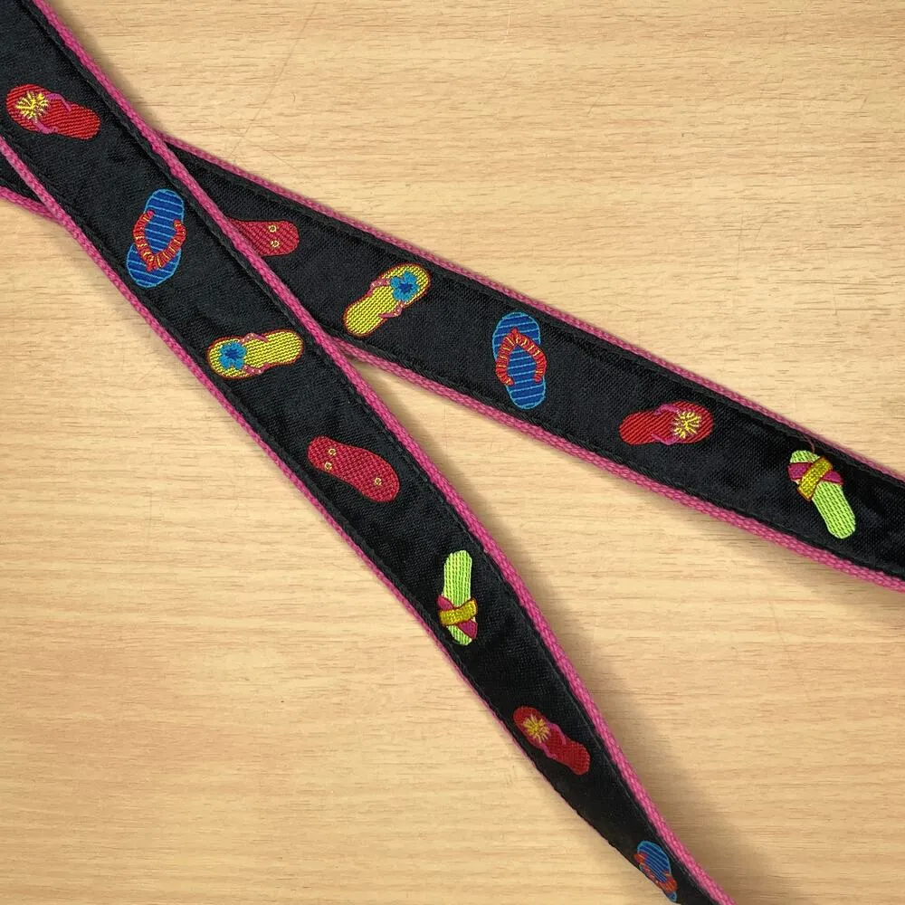 Made in New England Canvas Webbing Flip Flop Women's Belt with Metal Buckle Black - Image 2