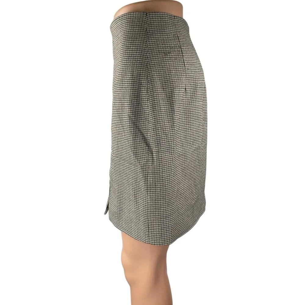 Oak + Fort Brown Houndstooth Plaid Front Slit Zipper Mini A - Image 2