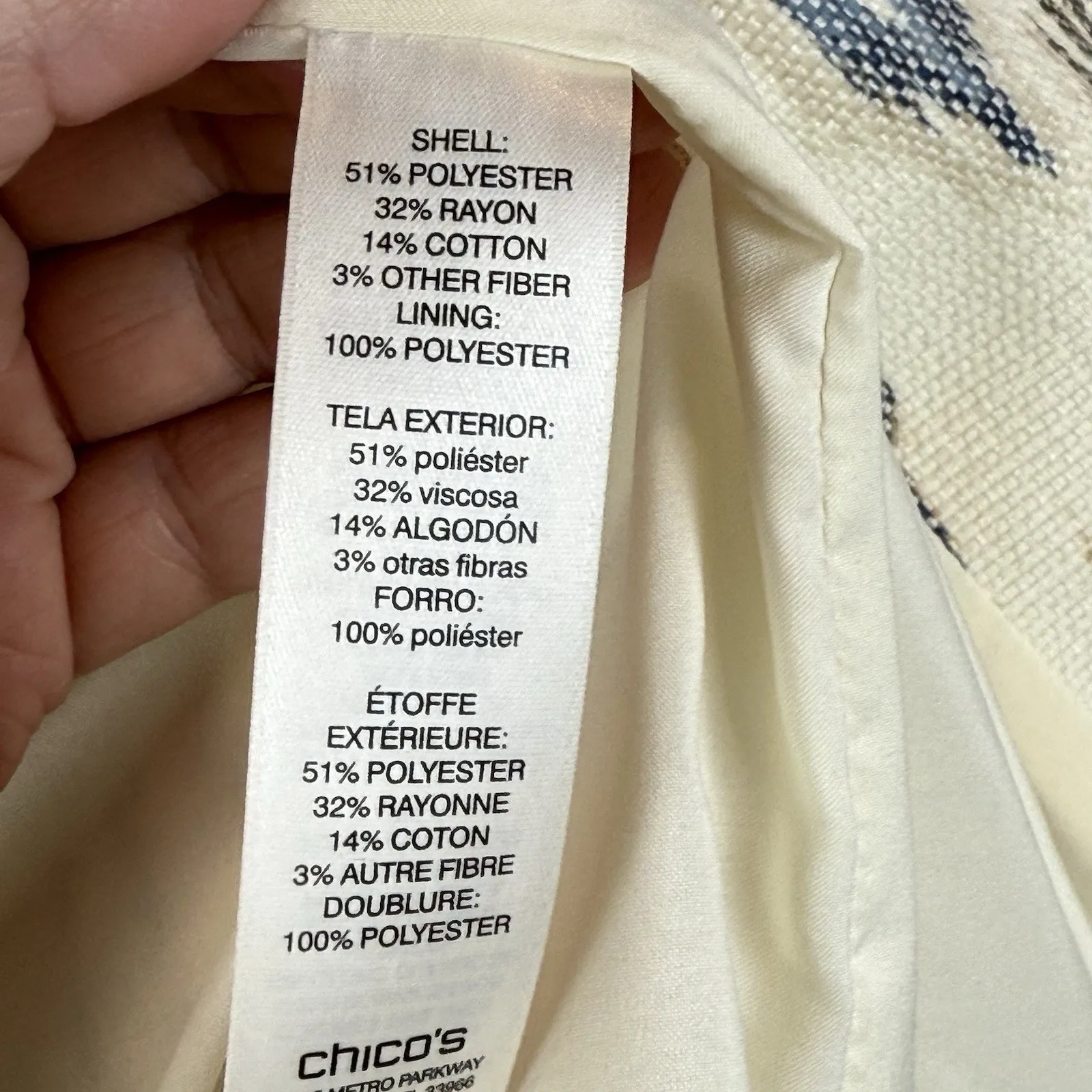 Chicos‎ Women's Open Front Jacket 2 US L Multi Printed Geo Blazer Boho Workwear - Image 6