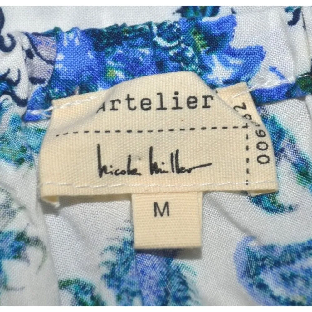 Artelier Nicole Miller Cottage Core Floral Dress Size M Puff Sleeves Peasant - Image 10