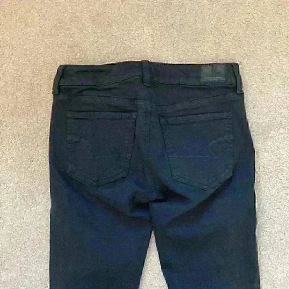 American eagle super stretch black distressed jeggings in size 4 - Image 5