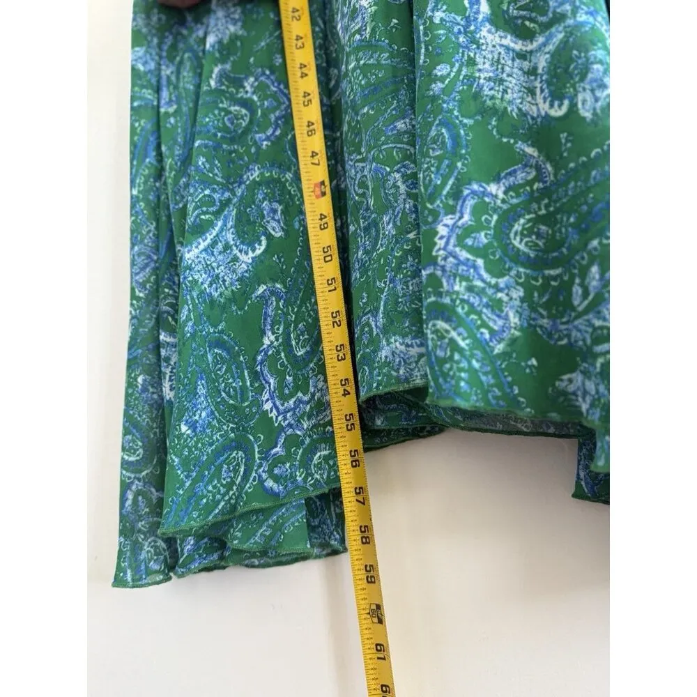Indigo Rose Size XL Multicolor Paisley Long Sleeve Chiffon with VNeck Long Dress Green - Image 6