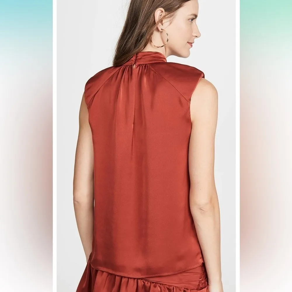 Ramy Brook M Aviva Structured Shoulder Blouse in Clay FLAW - Image 4