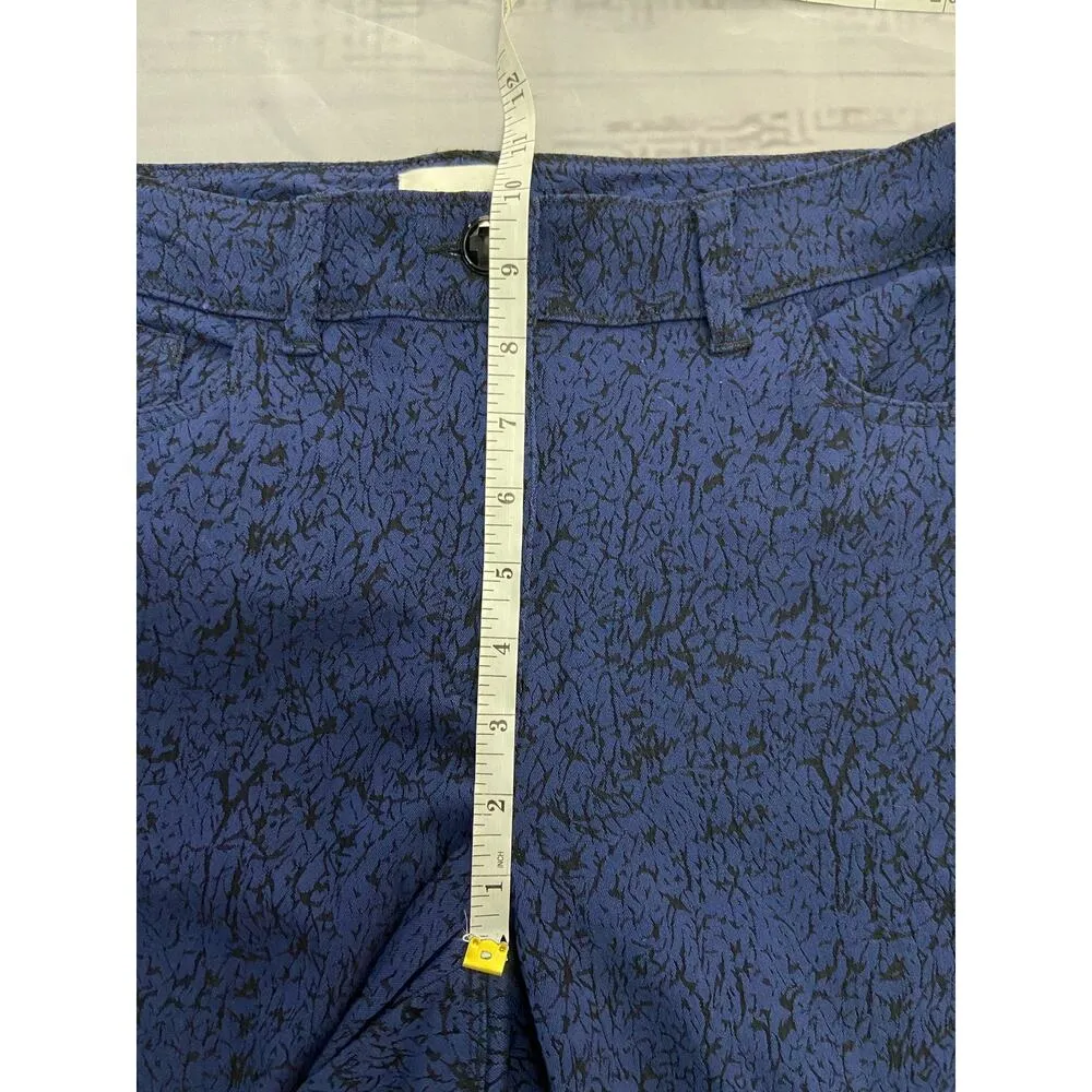 Chicos 0.5 Slim Ankle Pants Womens S 6 Blue Floral Jacquard Jewel Button Stretch - Image 7