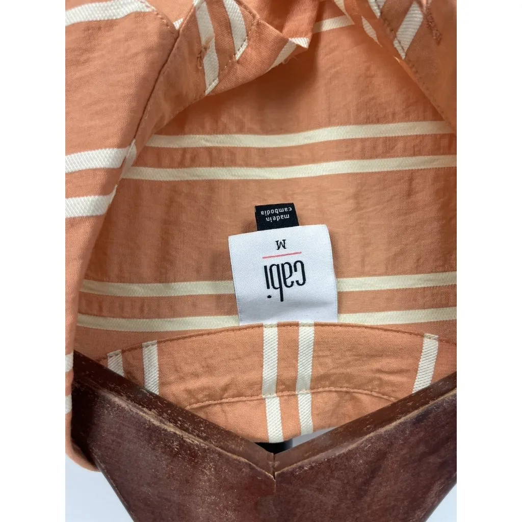 CAbi‎ Camp Shirt 6511 Peach Striped Button Up Short Sleeve Collared Size M - Image 8