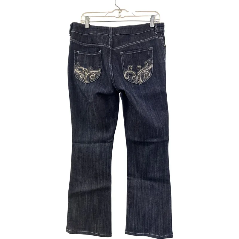 Chico's Size M (1) Embellished‎ Dark Denim Pocket Jeans - Image 3