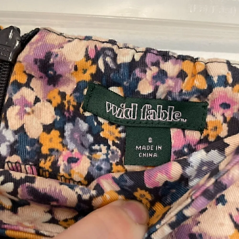 NEW NWT WILD FABLE High Rise Side Slit Mini Skirt Navy Blue Purple Floral Y2K 8 - Image 7