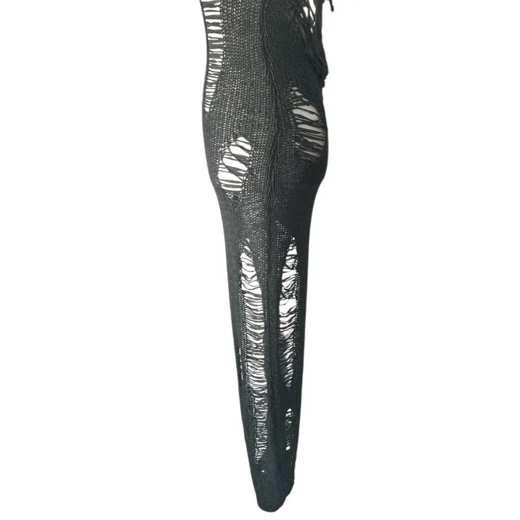 Jaded London Laddered Knit Bandeau Dress in Grey 0 New Womens Maxi Asymmetric - Image 8