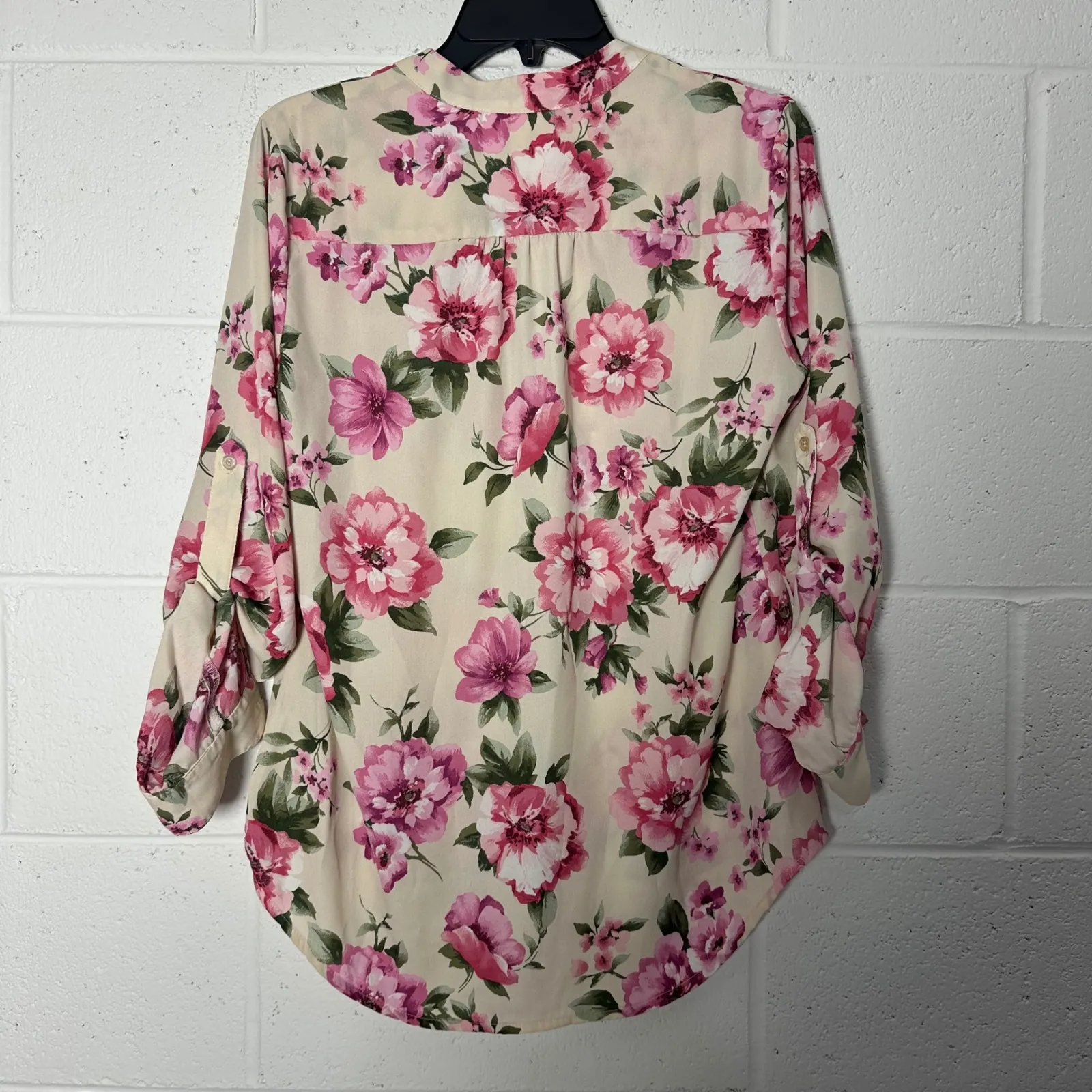 KUT FROM THE KLOTH Floral Button Up Shirt Top Women's Cream Pink Green Size S - Image 5
