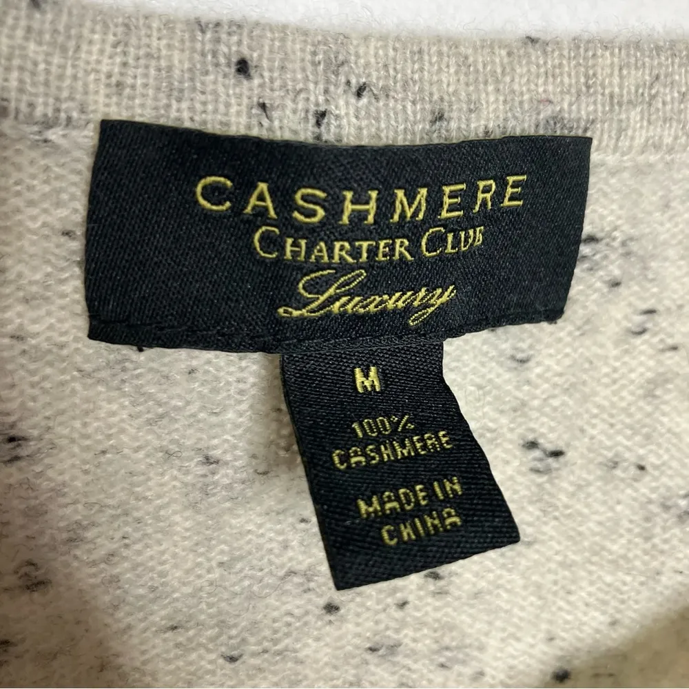 Charter Club cashmere luxury crewneck sweater gray speckled women’s size‎ medium - Image 2
