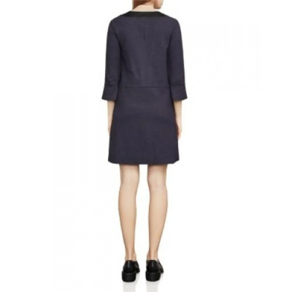 💕BCBGMAXAZRIA💕 V-Neck Faux-Leather Trim Dress - Image 6