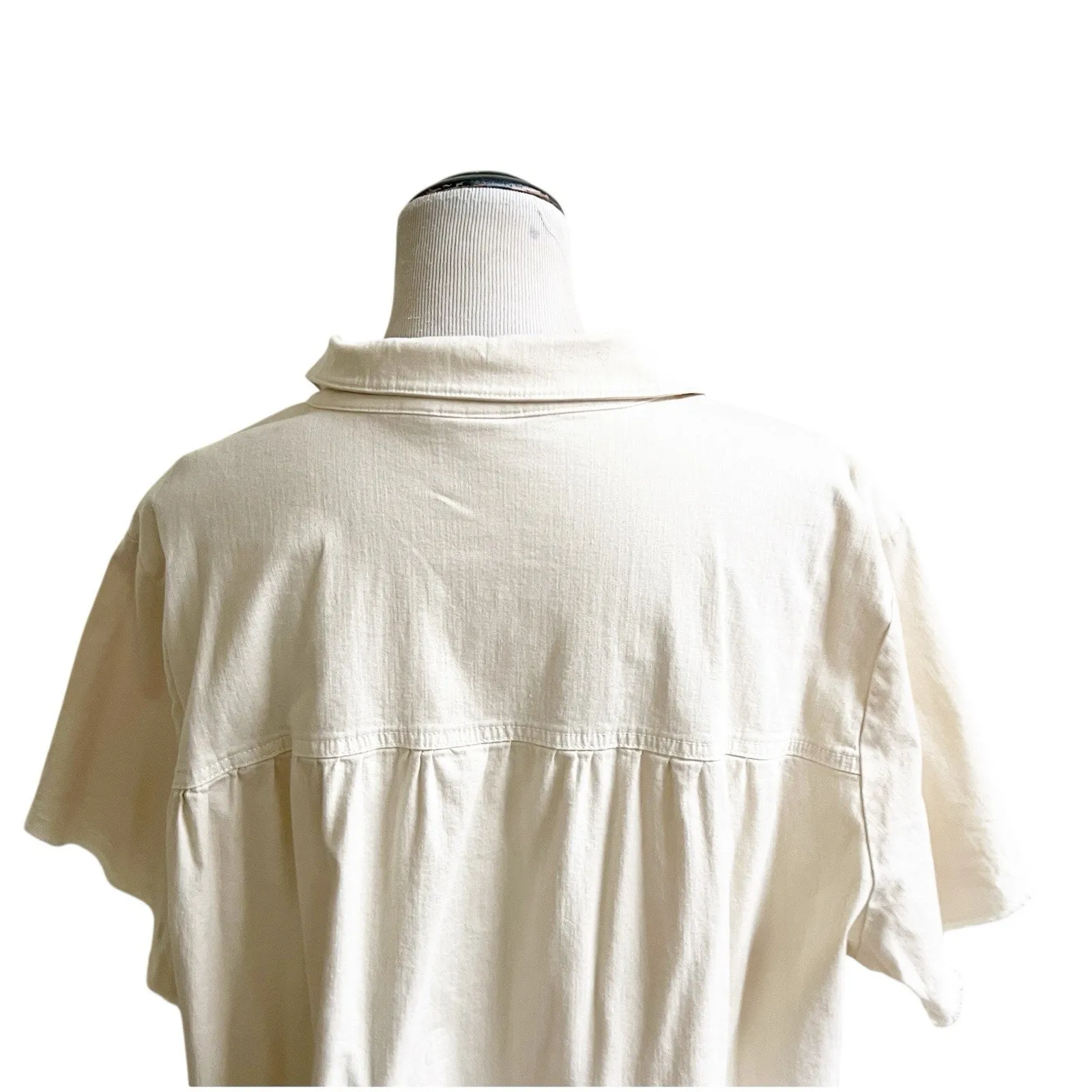 LOGO by Lori Goldstein Tiered Babydoll Tunic Button Front Collar Fringe Size 3X - Image 4