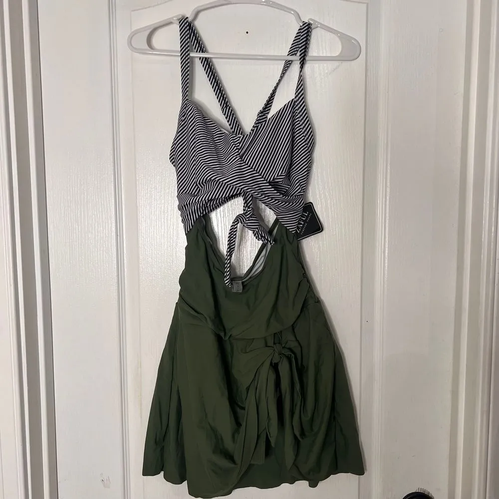 Zaful Striped Top Green Skirt Combo Dress Summer‎ Beach Vacation Outfit M NWT - Image 2