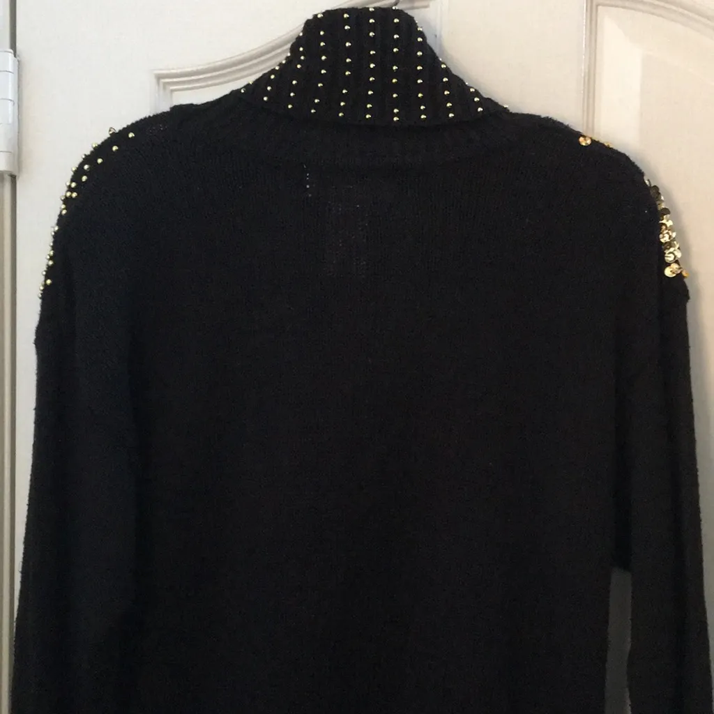 FINAL MARKDOWN Ladies Western Connection Beaded & Sequined Cowl Neck Sweater (S) Black - Image 15