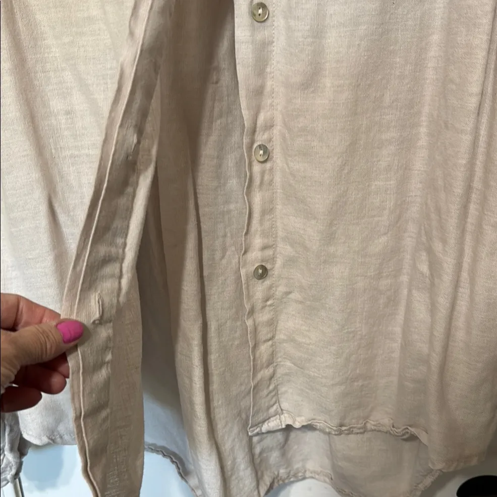 Francesco Biasia Women's Linen Blend Button Down Made in Italy Size Medium Size L - Image 4