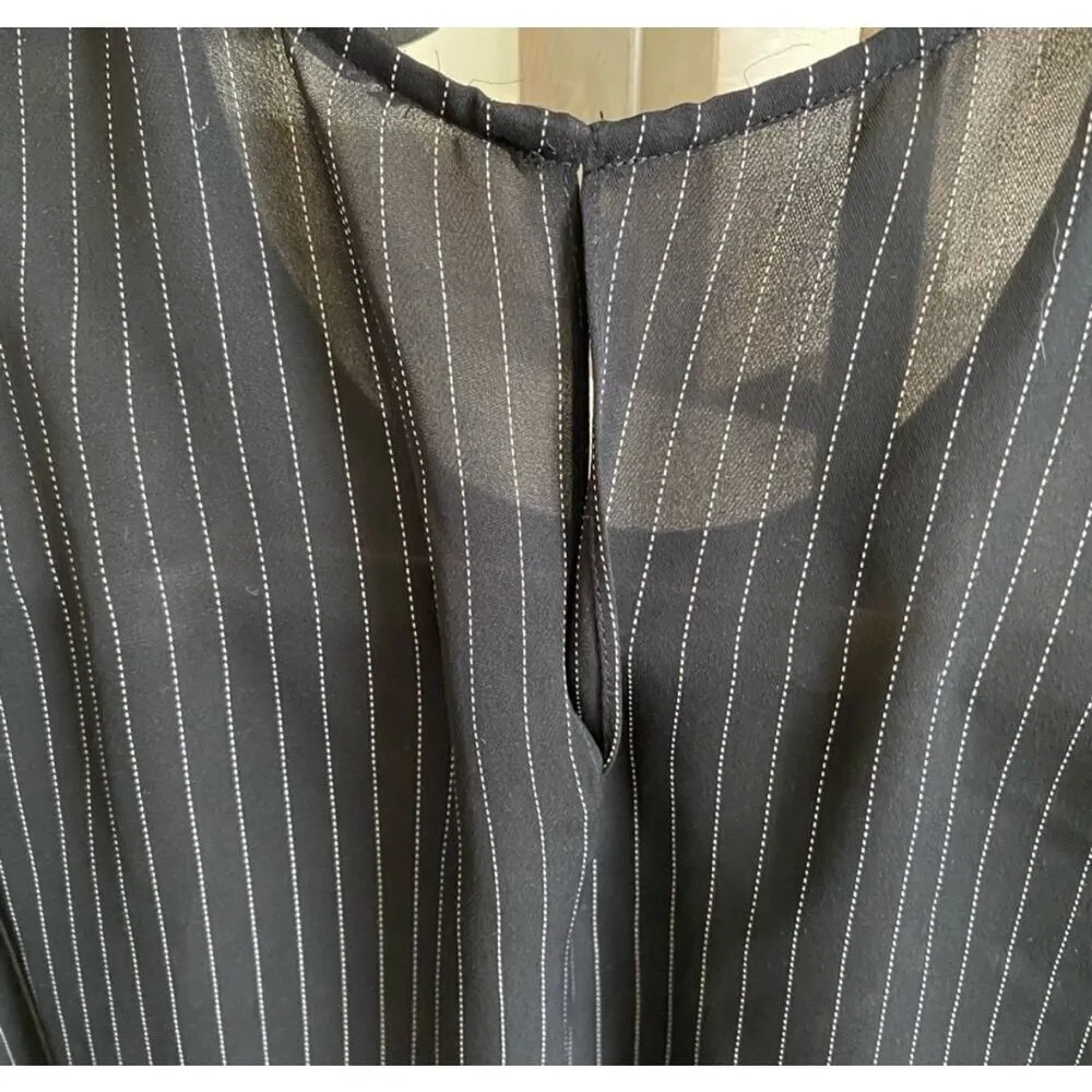 Theory NWOT ‘Brennia’ Silk Pinstripe Sheer Shell Blouse Top in Black Size Medium - Image 6