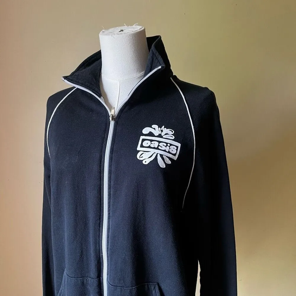Vintage Y2K Oasis Track‎ Jacket Black White Zip Up Dig Out Your Soul Tour Medium - Image 2