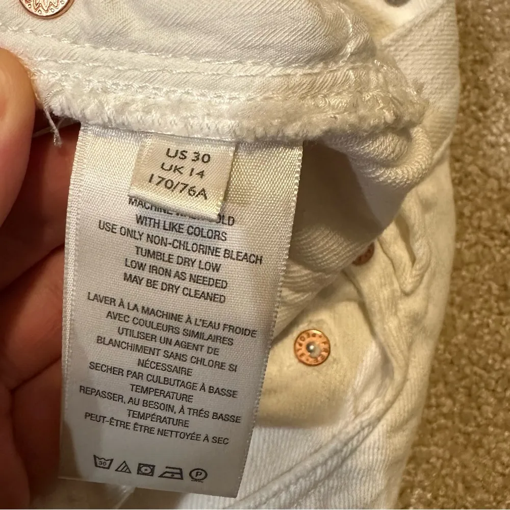 Free People We The Free Loving Good Vibrations Distressed Denim Shorts White - Image 12