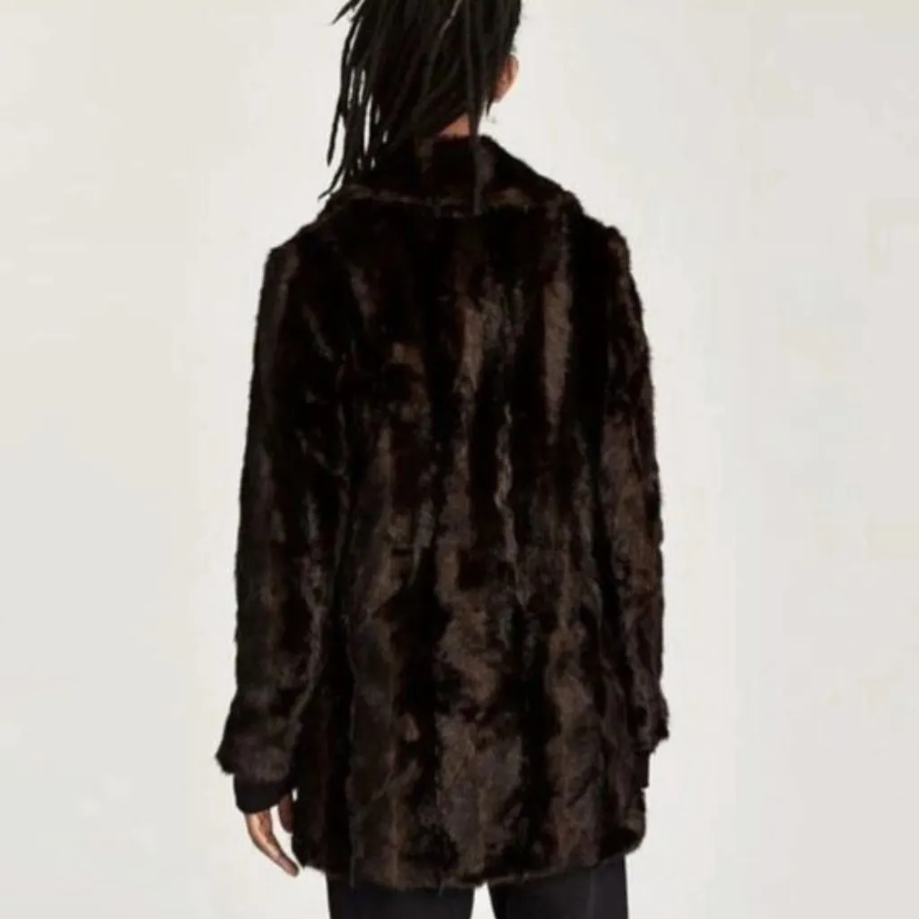 ZARA OUTWEAR FAUX FUR COAT BROWN BLACK sz M - Image 8