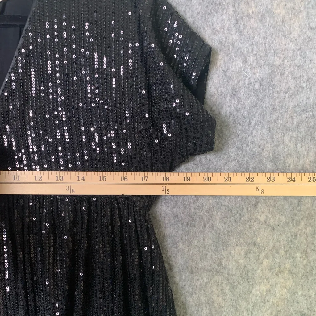 Mustard Seed Women Size Small Black Sequins short sleeve mini dress under shorts - Image 4