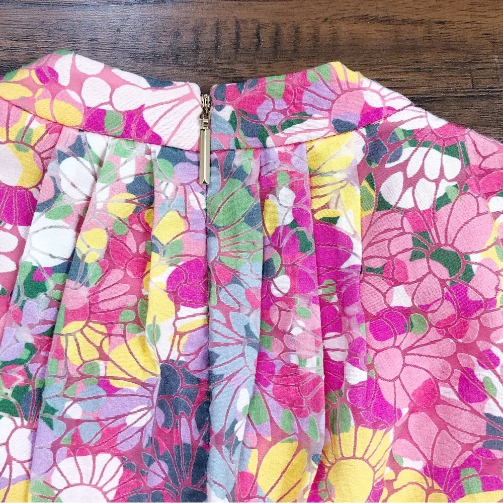 Kate Spade • Floral Dots Burnout Dress sleeveless fit & flare pink yellow blue - Image 15