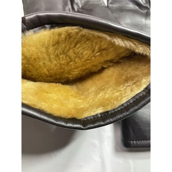 Vintage PK Sewn Made in‎ Japan Black Vinyl Gloves Womens One Size Fleece Lined - Image 5