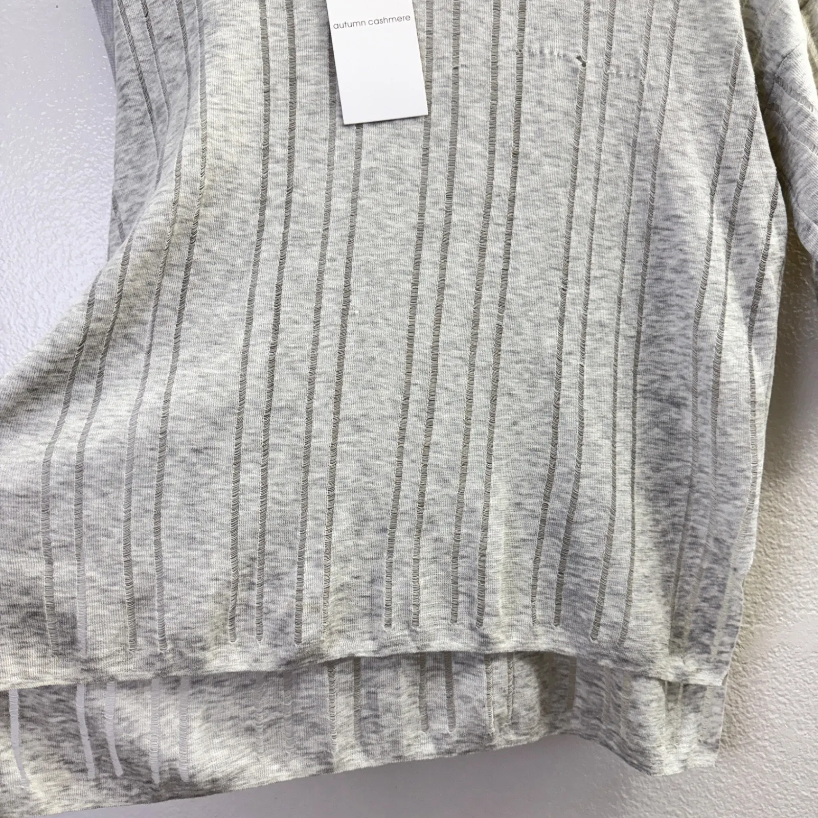 Cotton by Autumn Cashmere Sweater Womens Small Gray Oversized Drop Stitch Crew * - Image 4