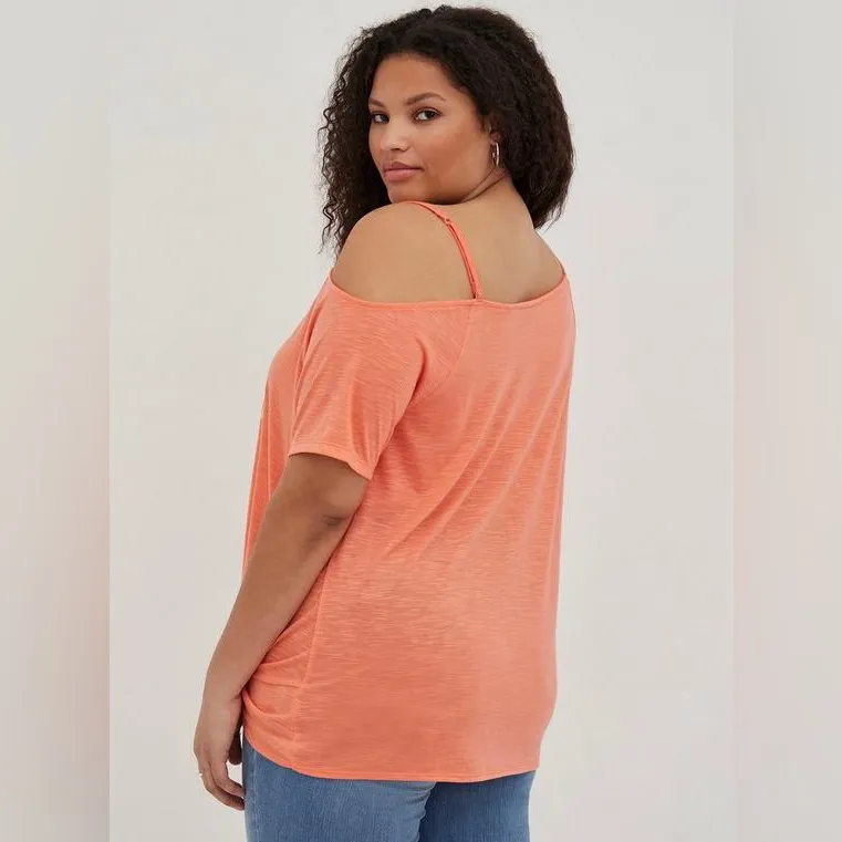 Torrid Classic Fit Feather Soft Slub Off-Shoulder Twist Tee - Image 4