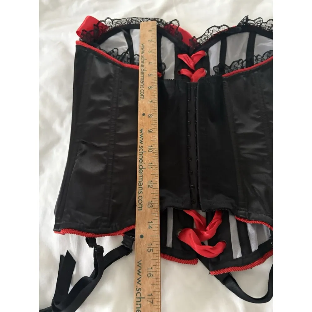 Fredericks of Hollywood Black Corset Top Size L Lace Up Burlesque Pirate Whimsy - Image 9