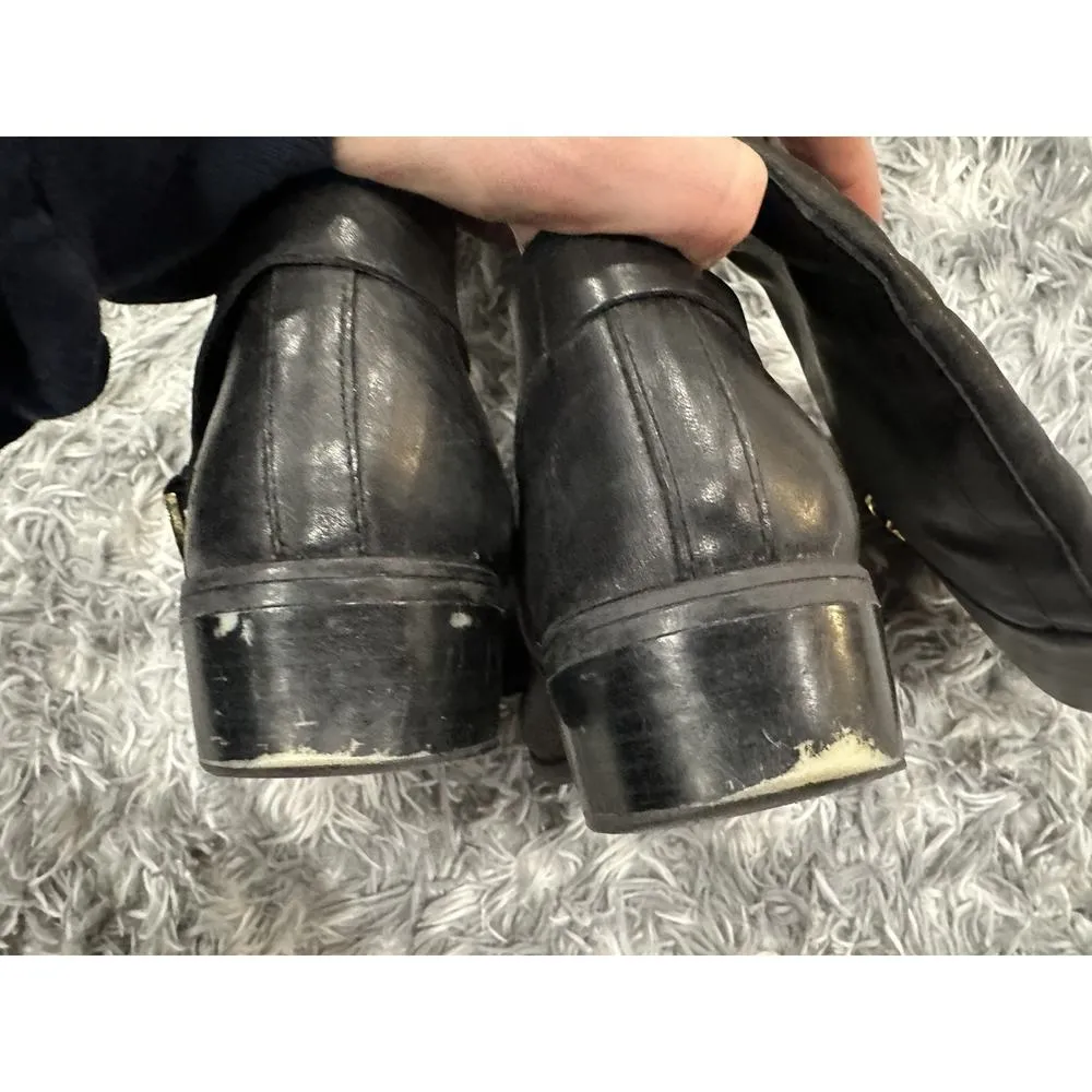 RALPH LAUREN MESA Black Leather Riding Gold Buckle Tall Equestrian Size 9 - Image 8