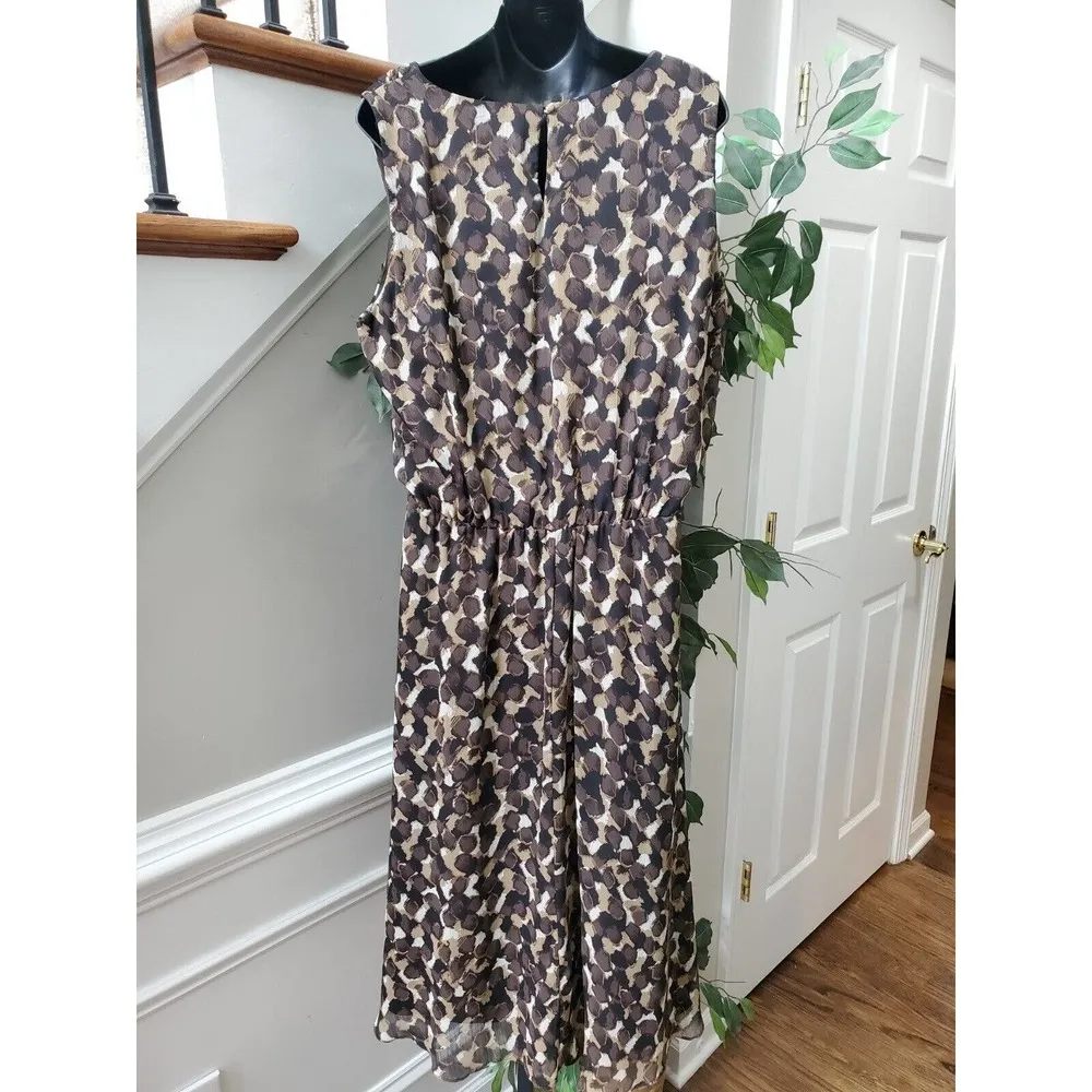 Womens Brown Black 100% Polyester Round Neck Sleeveless Knee Length Dress 10 - Image 6