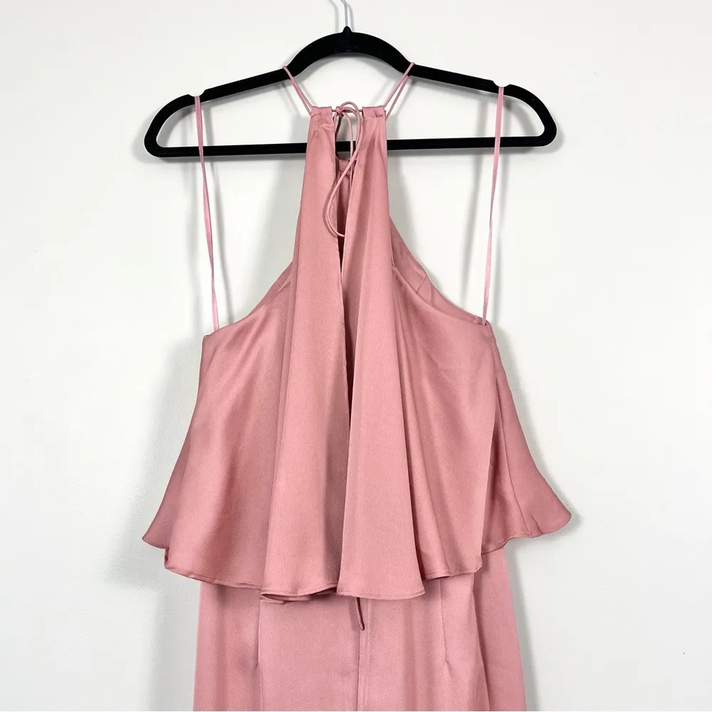 Luxe Halter Frill Tulip Hem Cocktail Dress in Rosé Size 4 - Image 7