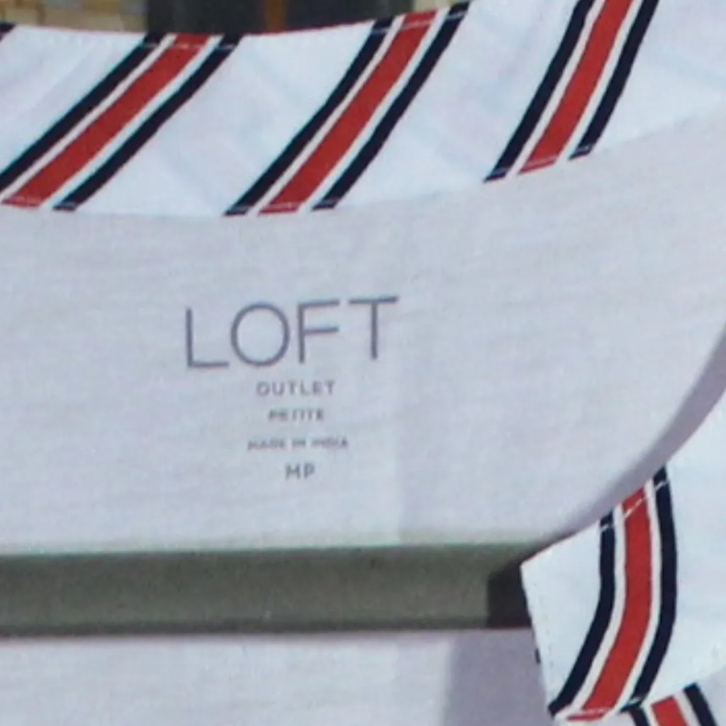 LOFT Outlet White Sleeves Top with Red and Navy Stripes Size undefined - Image 4
