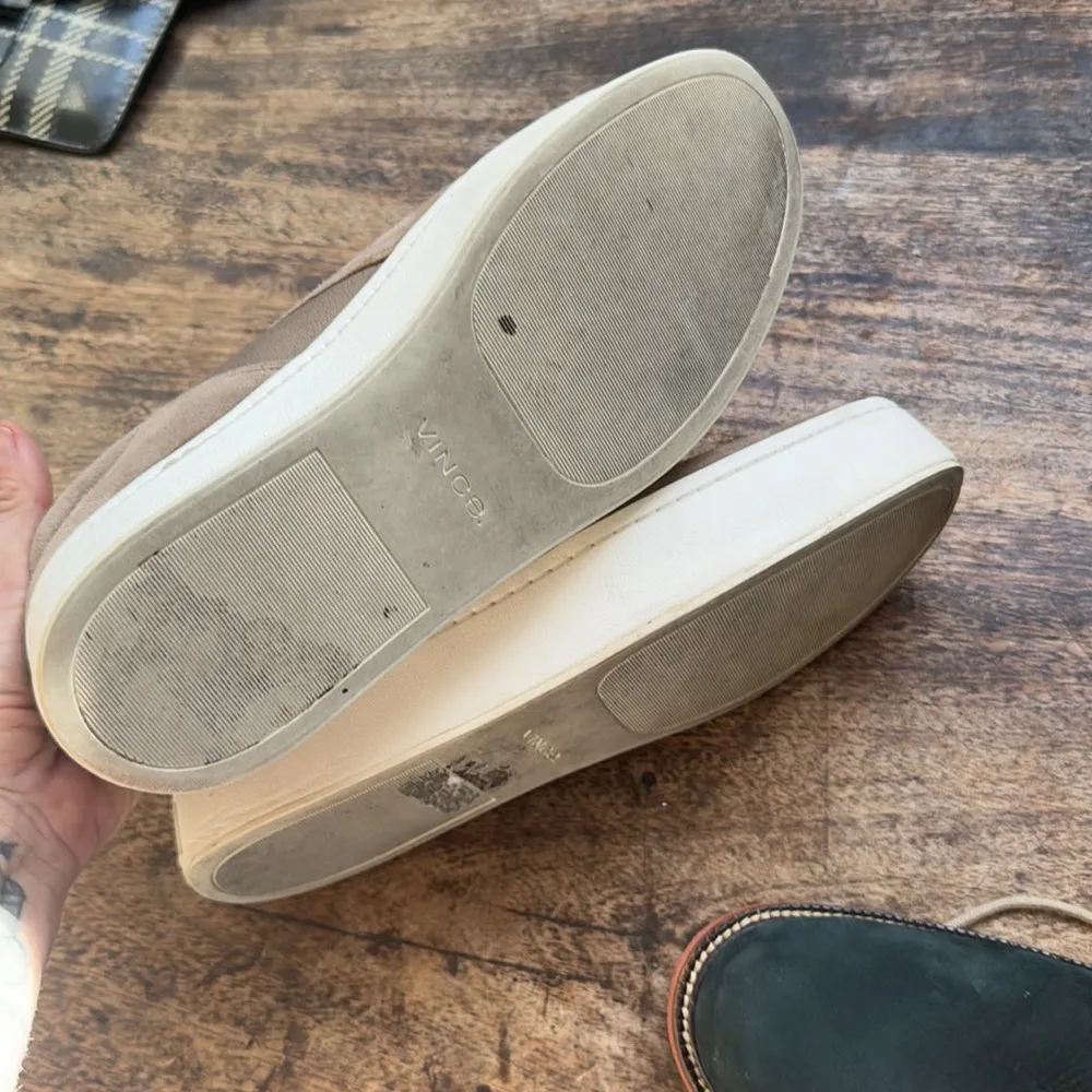 Vince Womens Warren Platform Slip On Sneakers Hazelstone Grey taupe
 Suede 9 - Image 9